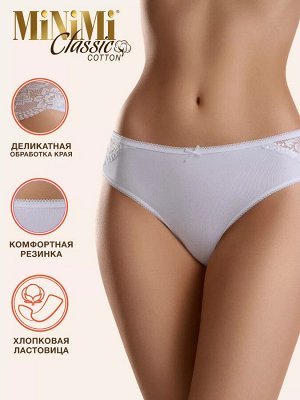 Трусики-слипы из хлопка со вставками из изящного кружева с цветочным орнаментом