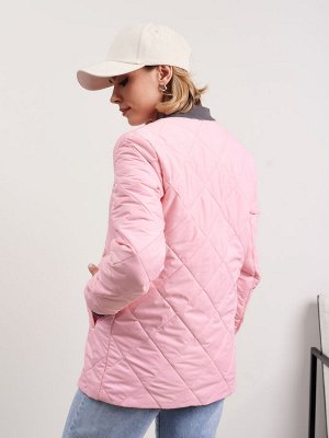Бомбер женский двухсторонний серый-розовый, Куртка женская, демисезонная