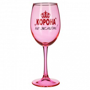 Бокал для вина 350мл с деколью "Для милых дам", розовый, стекло