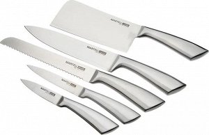 Набор кухонных ножей серебро + подставка
