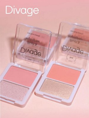 Диваж Палетка для лица Тон 01 / Divage Blush & Highlighter Duo Face Palette
