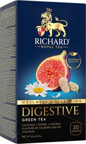 Чай Ричард Digestive инжир/шелков./ромашка,/фенхель/черника 20пак х1,5 гр зеленый