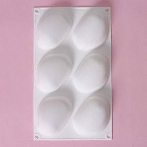 Форма для муссовых десертов и выпечки Доляна «Стоун», силикон, 30x18x3 см, 6 ячеек (9,5x7 см), цвет белый