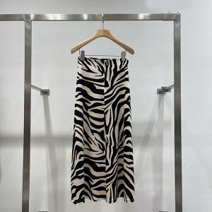 Женская юбка-миди, цвет черный/белый, принт "зебра"