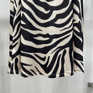 Женская юбка-миди, цвет черный/белый, принт "зебра"