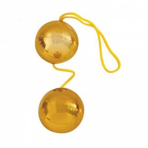 Шарики вагинальные BALLS, для укрепления мышц влагалища, D 35 мм, вес 50 г, золото
