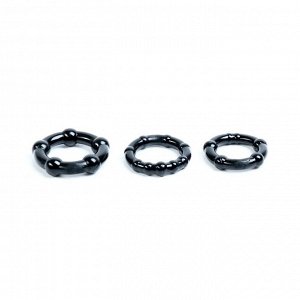 Эрекционные кольца, гелевый силикон, мягкие, набор 3 шт, чёрный