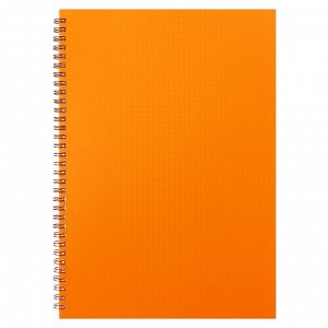 Тетрадь на гребне A4 48 листов в клетку, Оранжевая, пластиковая обложка, блок офсет