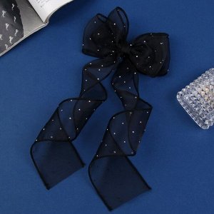 Зажим для волос «Школьница», бантик точка, 12x30 см, чёрный
