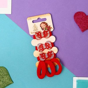 Резинки для волос «Сладость», набор 6 шт., бантик, 2 см, красные