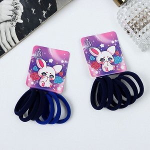 Резинки для волос «Комиксы», набор 6 шт., зайка, 4 см, синие