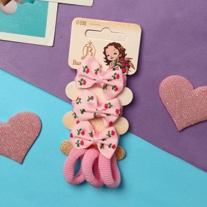 Резинки для волос «Глория», набор 6 шт., цветочек, розовый