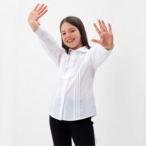 Школьная блузка для девочки, цвет белый, рост