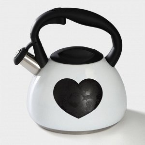 Чайник со свистком из нержавеющей стали Доляна «Сердце», 3 л, с индикатором нагрева