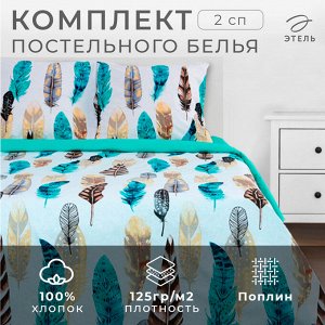 Постельное бельё "Этель" 2 сп Перья 175*215 см, 200*220 см, 70*70 см - 2 шт, поплин