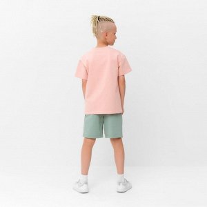Костюм детский (футболка, шорты) MINAKU цвет бежевый/ олива, рост