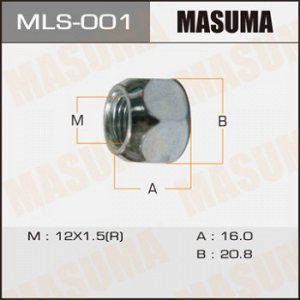 Гайка MASUMA  12x1.5 / под ключ=21мм  сквозная Toyota, Daihatsu, Lexus, Mitsubishi, Honda MLS-001