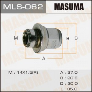 Гайка MASUMA  14x1.5  , Land Cruiser 100 с шайбой D 30mm/ под ключ=21мм MLS-062