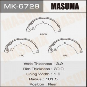 Колодки  барабанные MASUMA   R-3065  (1/20) MK-6729