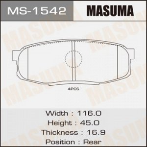 Колодки дисковые MASUMA  LAND CRUISER/UZJ200W rear   (1/12) MS-1542