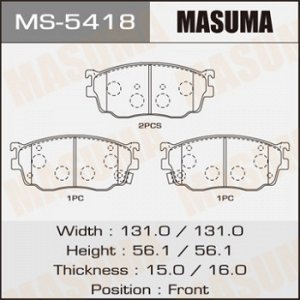 Колодки дисковые MASUMA (1/12) MS-5418