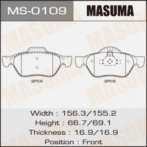 Колодки дисковые MASUMA  RENAULT/MEGANE II/V1500, V1600, V1900, V2000 front   (1/6) MS-0109