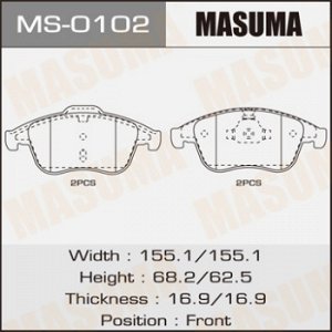 Колодки дисковые MASUMA  RENAULT/MEGANE III/V1600, V2000 front   (1/6) MS-0102