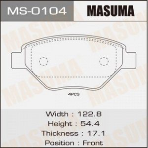 Колодки дисковые MASUMA  RENAULT/MEGANE II/V1400 front   (1/12) MS-0104
