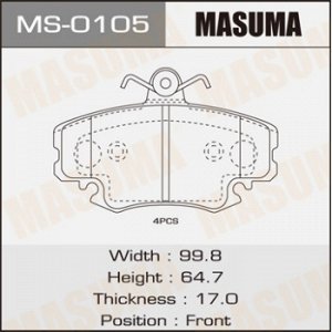 Колодки дисковые MASUMA  RENAULT/CLIO SYMBOL/V1400, V1600 front   (1/12) MS-0105