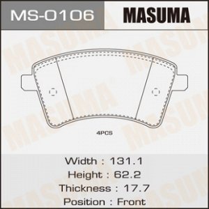 Колодки дисковые MASUMA  RENAULT/KANGOO II/V1500, V1600 front   (1/12) MS-0106