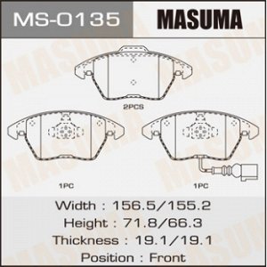 Колодки дисковые MASUMA  VOLKSWAGEN/PASSAT, TOURAN/V1400, V1600, V1800, V2000 front   (1/6) MS-0135