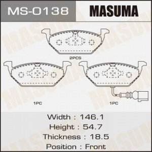 Колодки дисковые MASUMA  AUDI/A3/V1200, V1400, V1600, V1800, V1900, V2000, V3200 front   (1/6) MS-0138