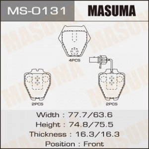 Колодки дисковые MASUMA  VOLKSWAGEN/PASSAT/V1600, V2000, V2500, V2800 front   (1/12) MS-0131