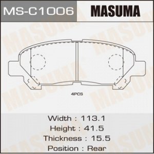 Колодки дисковые MASUMA  TOYOTA/HIGHLANDER/ASU40, GSU45 rear   (1/12) MS-C1006