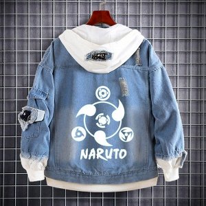 Джинсовая куртка с аниме принтом "Наруто"