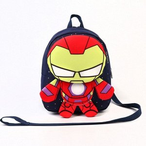 Рюкзак детский для мальчика на молнии с карманом, текстиль, 22 см x 13 см x 28 см «Железный человек», Мстители