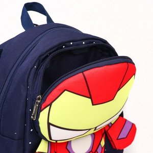 Рюкзак детский для мальчика на молнии с карманом, текстиль, 22 см x 13 см x 28 см «Железный человек», Мстители