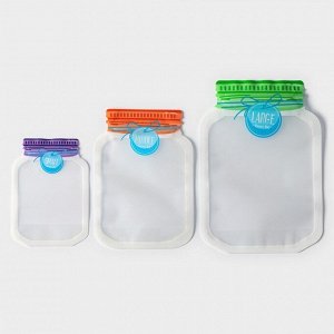 Набор пакетов для хранения продуктов «Бирки», застёжка zip-lock, 3 шт, 10,5x15 см, 13,5x19,5 см, 17x24,5 см, цвет МИКС