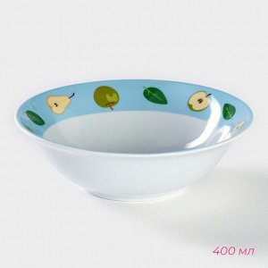 Набор детской посуды из керамики Доляна «Тигрёнок с грушами», 3 предмета: кружка 230 мл, миска 400 мл, тарелка d=18 см, цвет белый