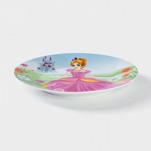 Набор детской посуды из керамики Доляна «Волшебница», 3 предмета: кружка 230 мл, миска 400 мл, тарелка d=18 см, цвет белый