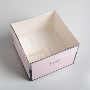Упаковка подарочная, Коробка для цветов с PVC-крышкой «Счастья в каждом мгновении», 17 х 12 х 17 см