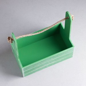 Набор кашпо деревянных 2 в 1 (25.5x15x30; 20x12x23) "Прованс", зелёный