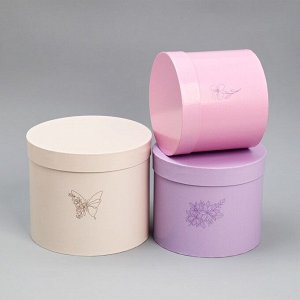 Набор шляпных коробок 3 в 1, упаковка подарочная, «Цветы», 16 х 16 х 14‒20 х 20 х 17 см