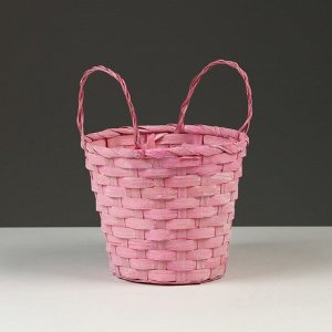 Корзина плетеная, D16 х 13,5 х 20 см, розовая, бамбук