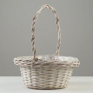 Набор корзин плетеных, D37x16/43 см, D29x14/39 см, D21x12/34 см, 3 шт, белые, ива