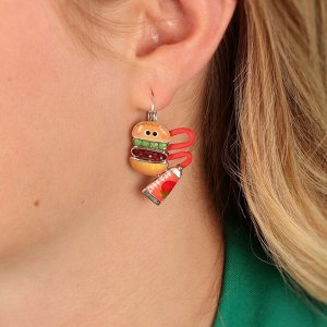 Серьги TARATATA, Ketchup, смола,блестки,микробусины,шнур,кабошон, TT-W23-08754-10M (серебристый)