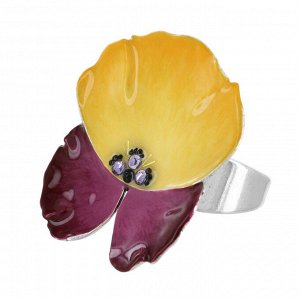 Кольцо TARATATA, Bloom, разъемное, смола, стразы, микрошарики, TT-W23-11432-10Y (желтый)