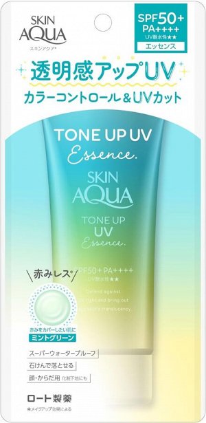 ROHTO Skin Aqua Tone Up UV Essence Mint Green - солнцезащитная эссенция улучшающая тон лица