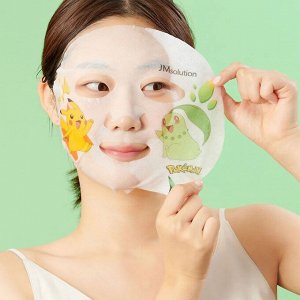 JMsolution Тканевая маска с экстрактом хауттюйнии (Чикорита) STAMP IN HEARTLEAF MASK POKEMON, 30мл*1 шт.