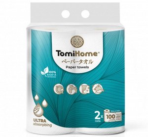 Полотенца бумажные двухслойные TomiHome 2 рулона